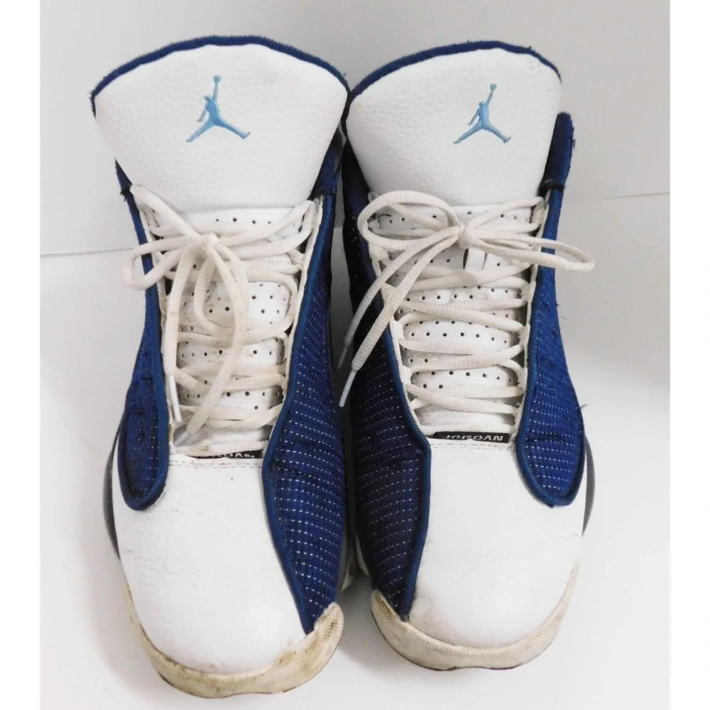 Air Jordan 13 Retro‎ Flint High Top Men's Sneakers White/Blue 310004-140 sz 12